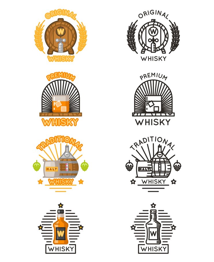 Free Vector whisky logo set.
