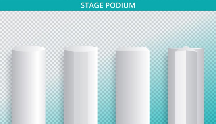 Free Vector white 3d podium mockup in different shapes