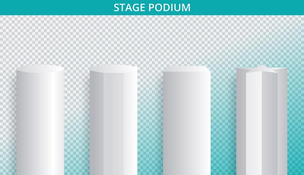 White 3d podium mockup in different shapes