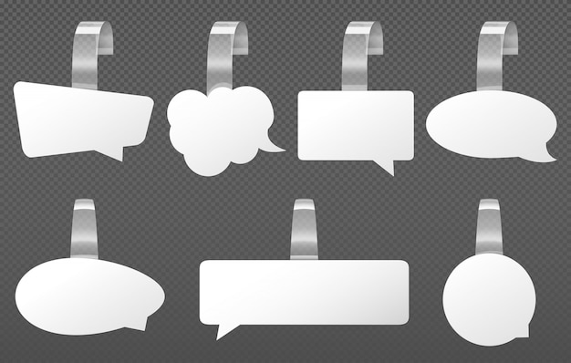 Free vector white advertising wobblers, speech bubbles