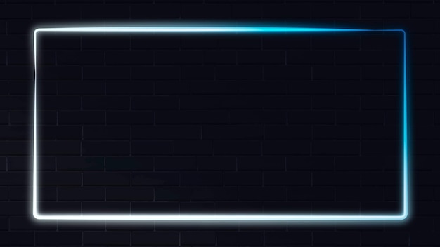 Бесплатное векторное изображение Бело-синяя неоновая рамка на темном фоне вектор