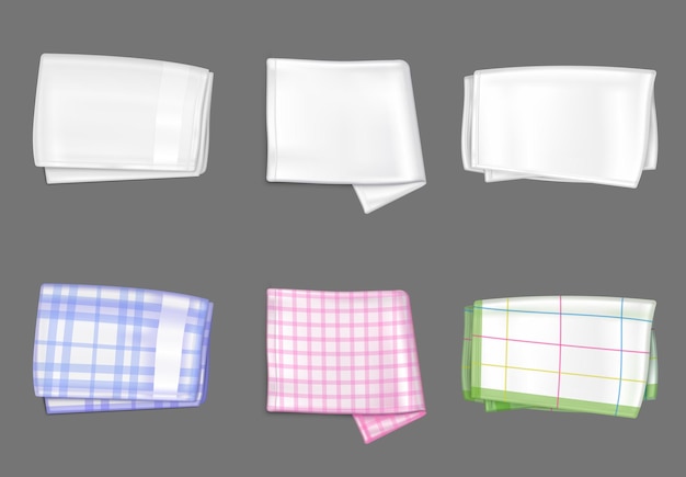 Бесплатное векторное изображение Белый и цветный набор салфетки