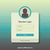 無料ベクター 白とターコイズのログインフォームテンプレート