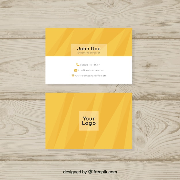 Бесплатное векторное изображение Дизайн белой и желтой визитки
