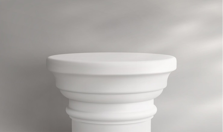 Free Vector white architectural column top as product podium