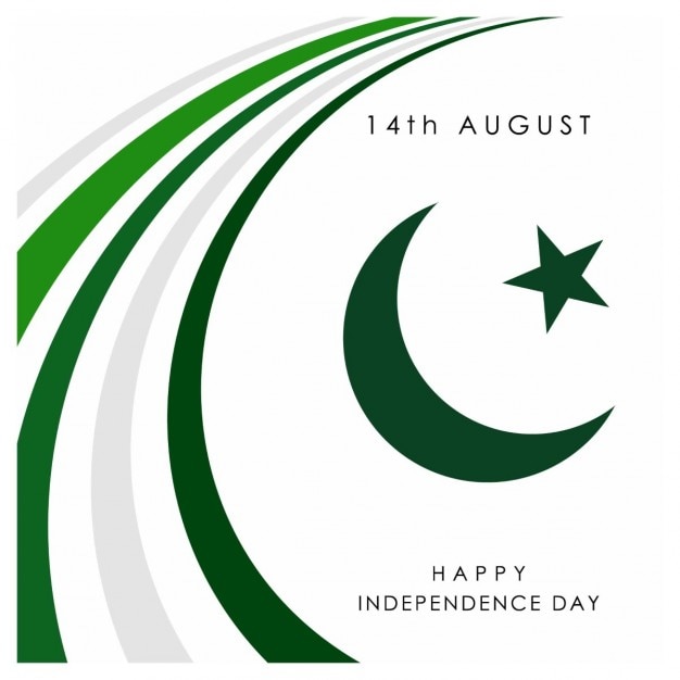 White background of green curves day and moon pakistan day