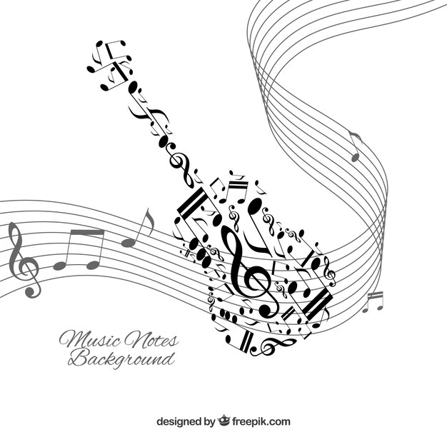 White background with black music notes