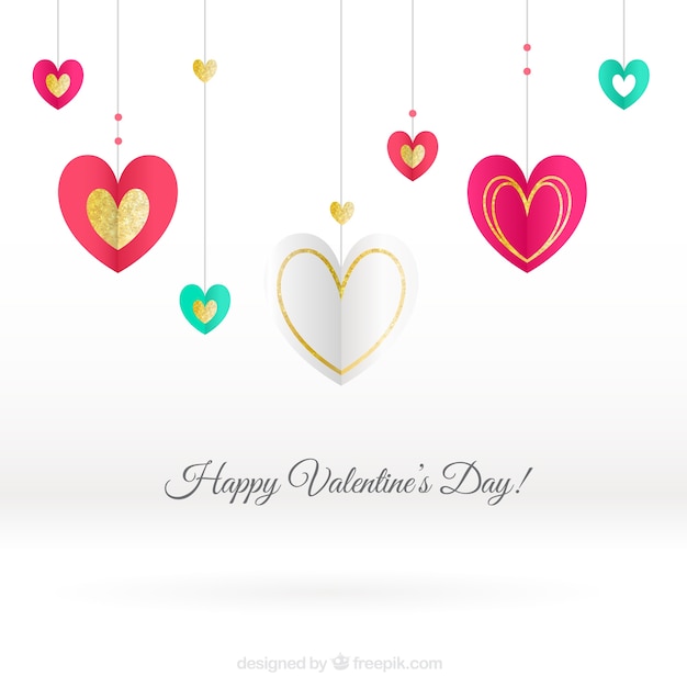 White background with colored hearts