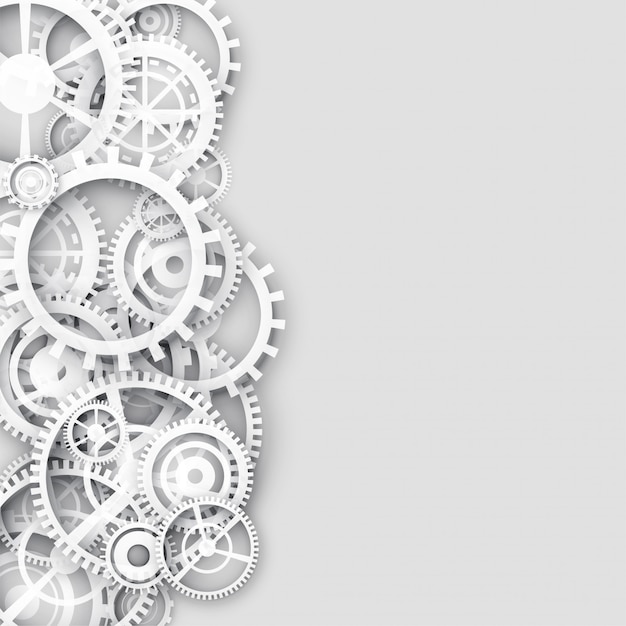 Free vector white background with gears and text space