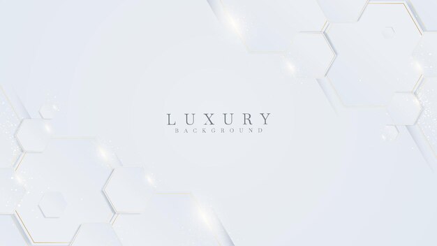 White background with hexagon golden lines. luxury 3d realistic concept.