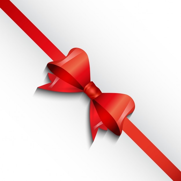 White background with a red bow