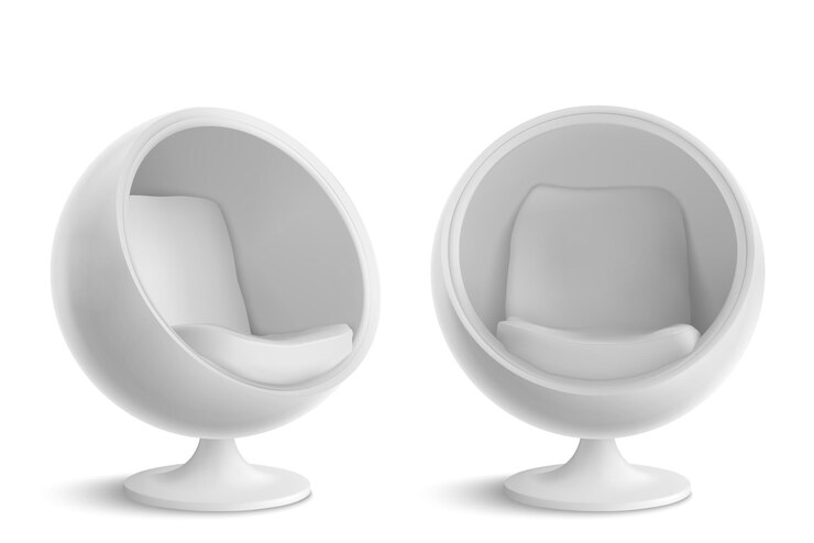 Free Vector white ball chair, in front and angle view.