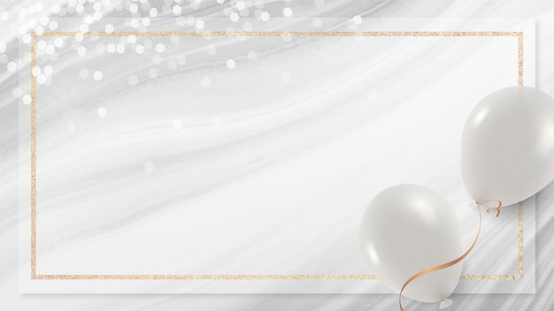 Free vector white balloons frame on white and gray background design vector