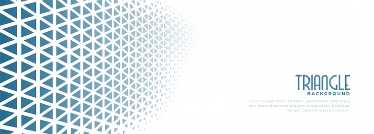Free Vector white banner with blue triangle halftone pattern design