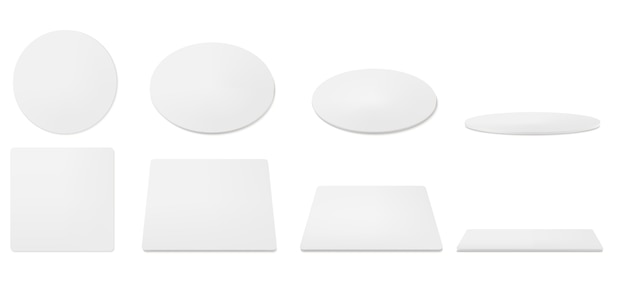 Free vector white beer coasters in top and different angles view