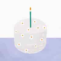 Free vector white birthday cake element vector cute hand drawn style
