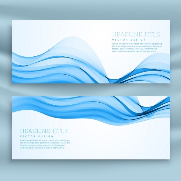 Free vector white and blue banner with wavy shapes