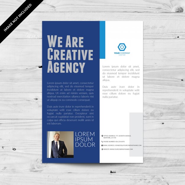 White and blue business flyer