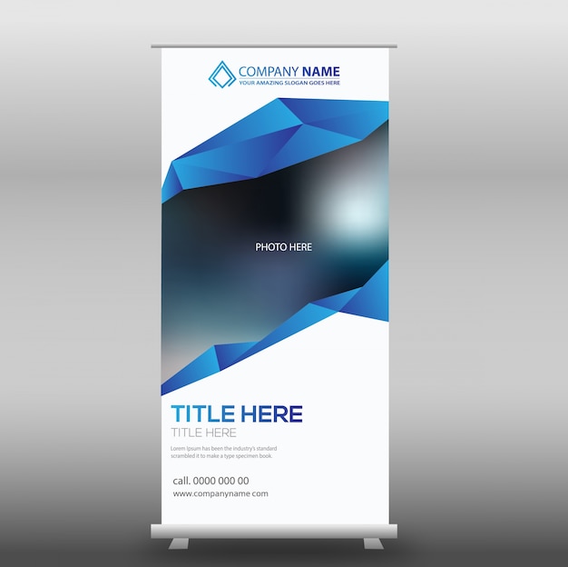 Free vector white and blue business roll up