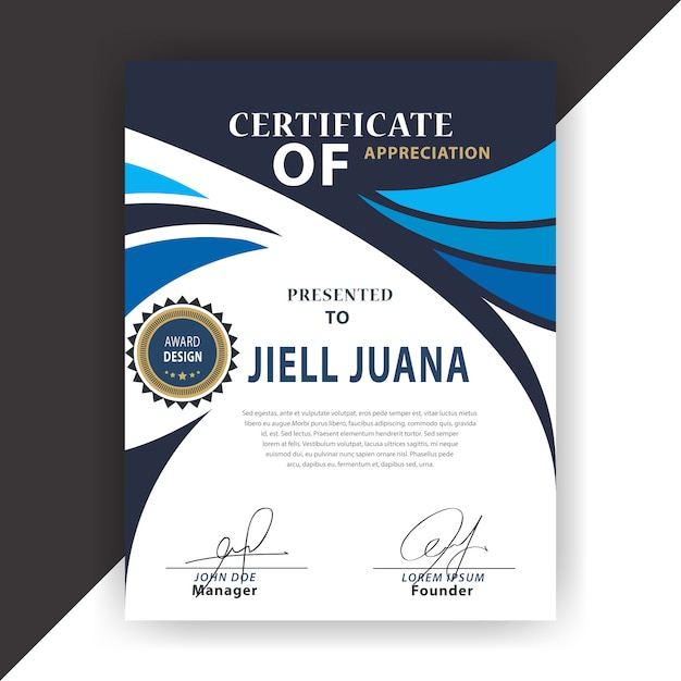 Free vector white and blue certificate