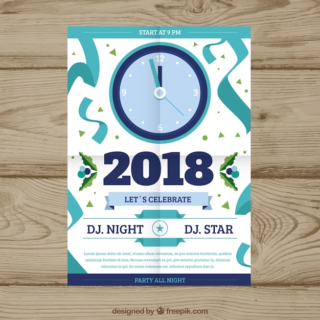 Free vector white and blue poster template for new year party