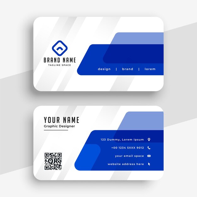 White and blue professional business card template