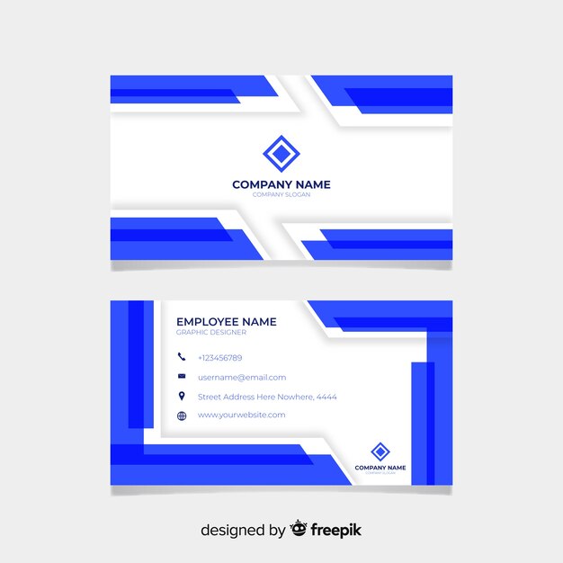 White and blue visiting card template