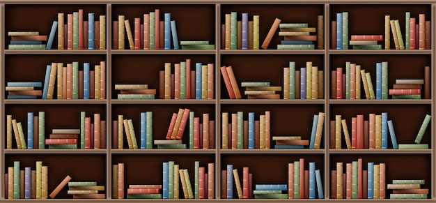 Free vector white bookshelf mockup, books on shelf in library