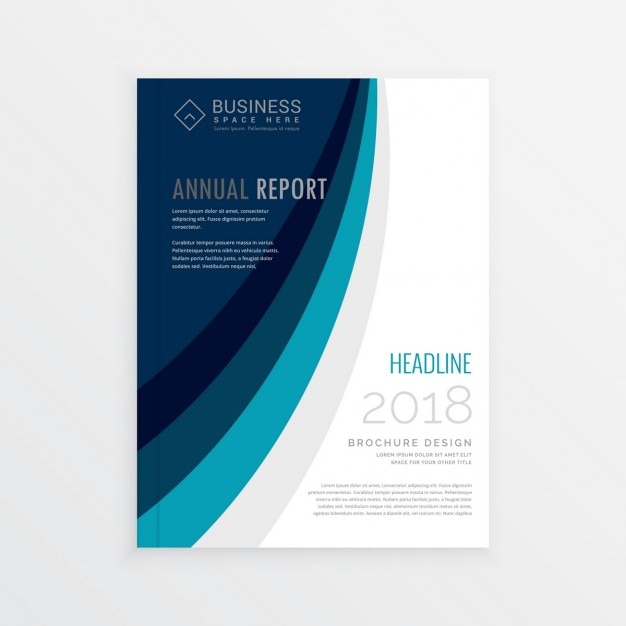 White brochure with blue circular shapes