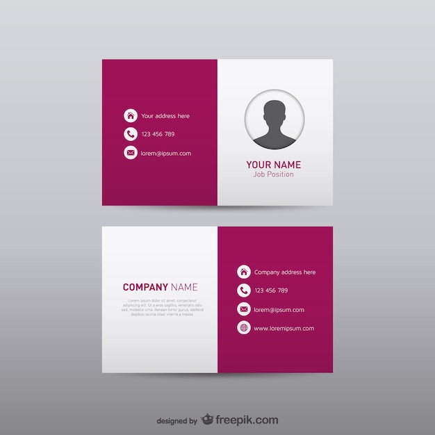 Free vector white and burgundy business card