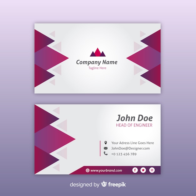 White and burgundy gradient business card template with logo