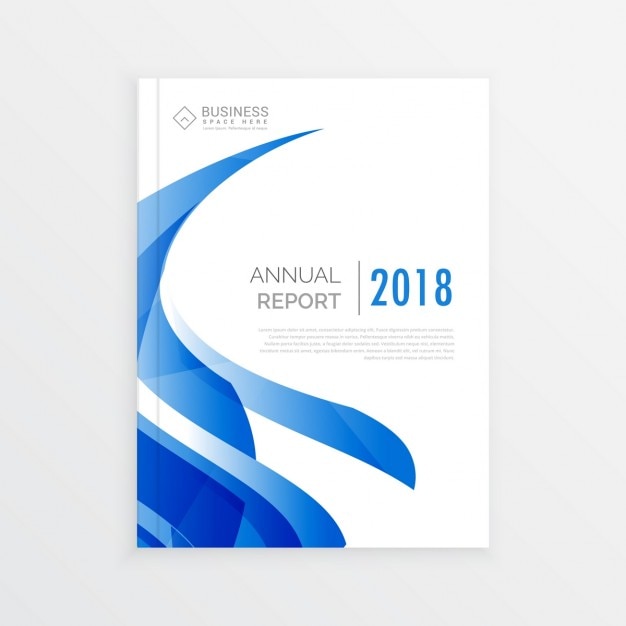 White business brochure with blue wavy shapes
