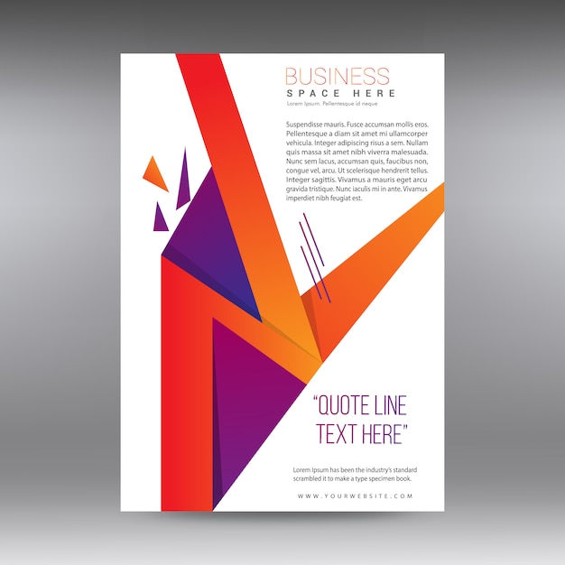 Белая бизнес-брошюра с оранжевыми и фиолетовыми деталями