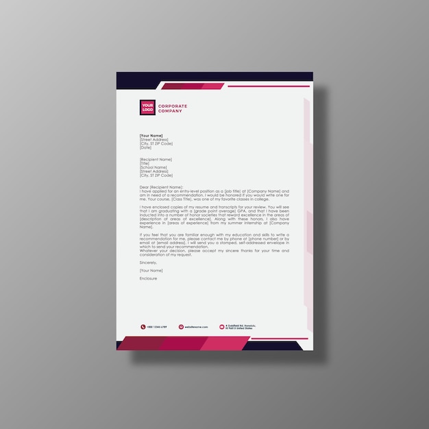 White business brochure with pink details