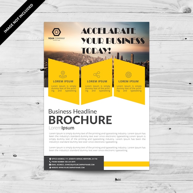 Free vector white business brochure with yellow details