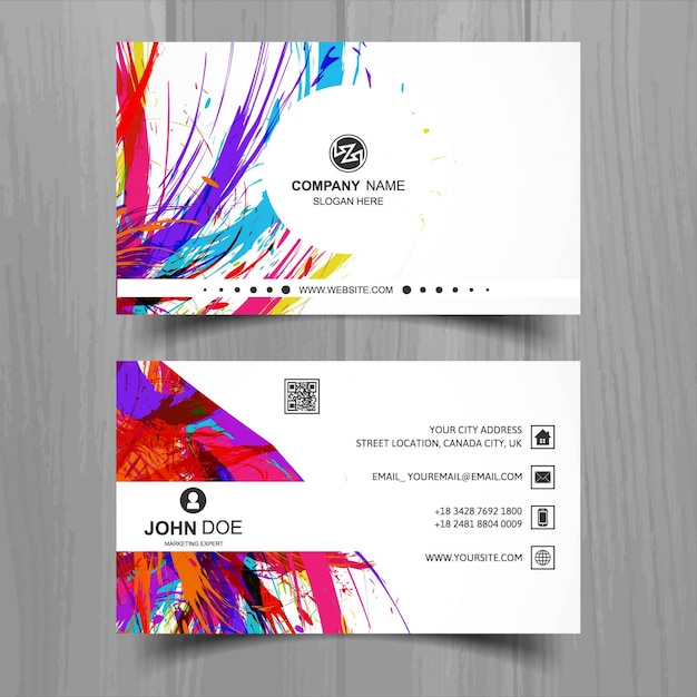 Free vector white business card with ink stains