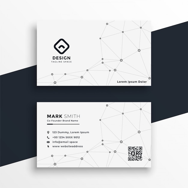 White business card with network mesh lines