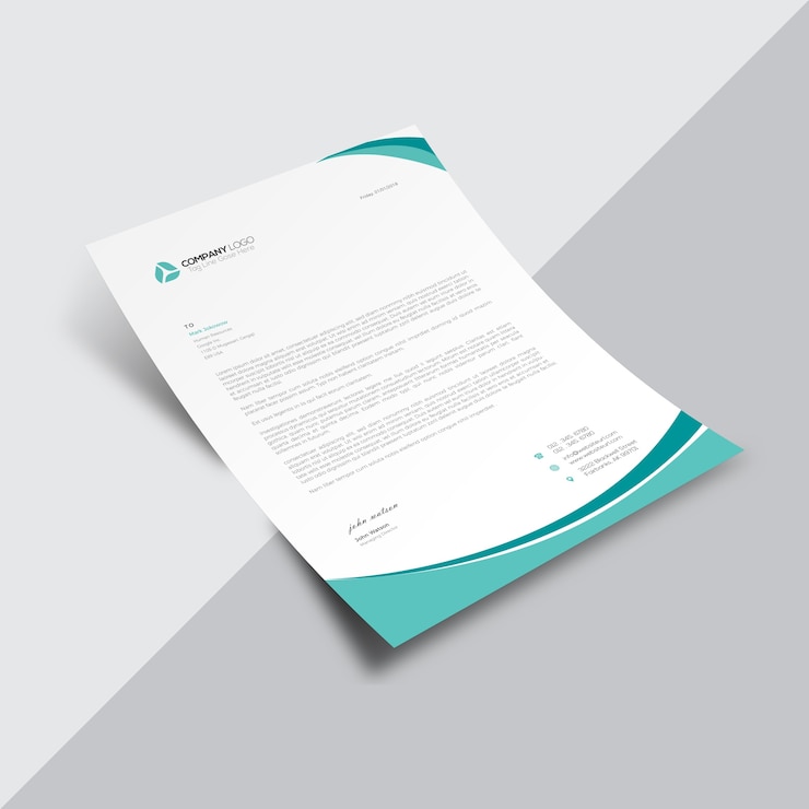 Free Vector white business document with light blue details
