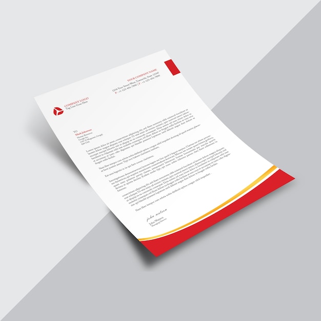 Free vector white business document with red details