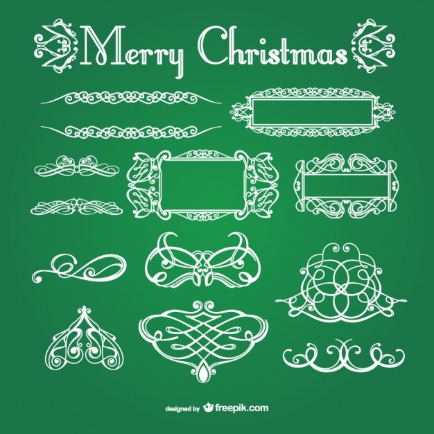 Vettore gratuito bianco natale ornamenti calligrafici