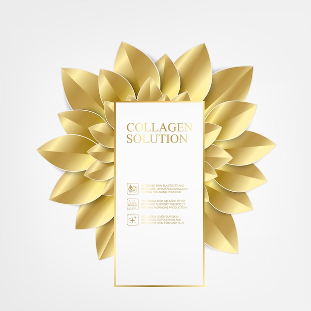 White card with Golden leaves in form of flower isolated on white