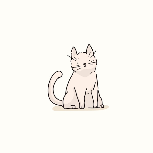 Free vector white cat doodle element