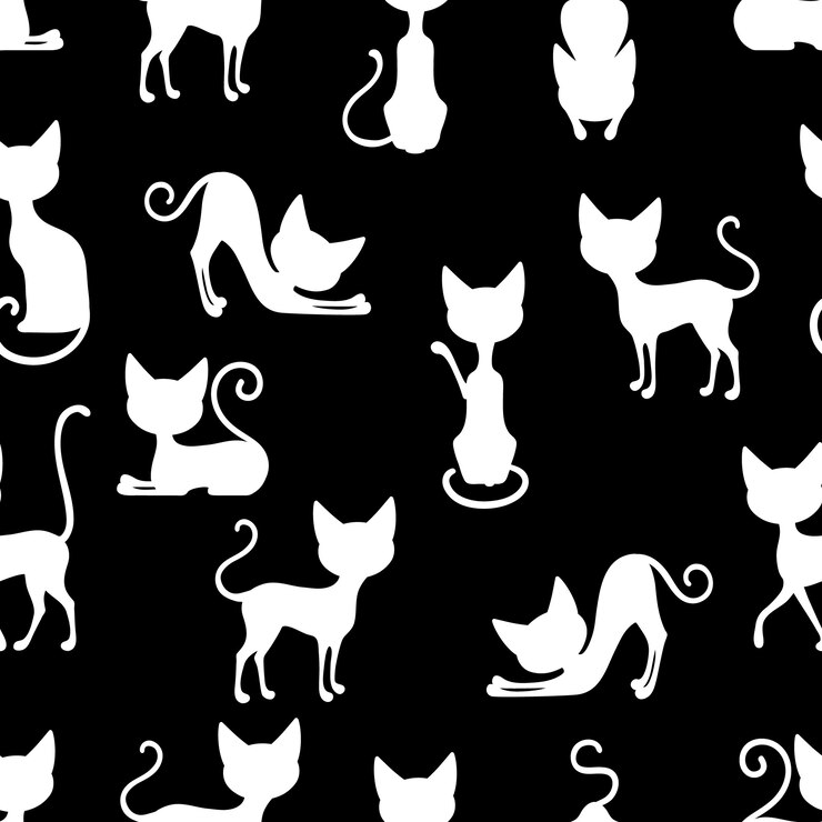 Free Vector white cats seamless pattern