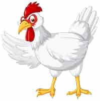 Free vector a white chicken cartoon character