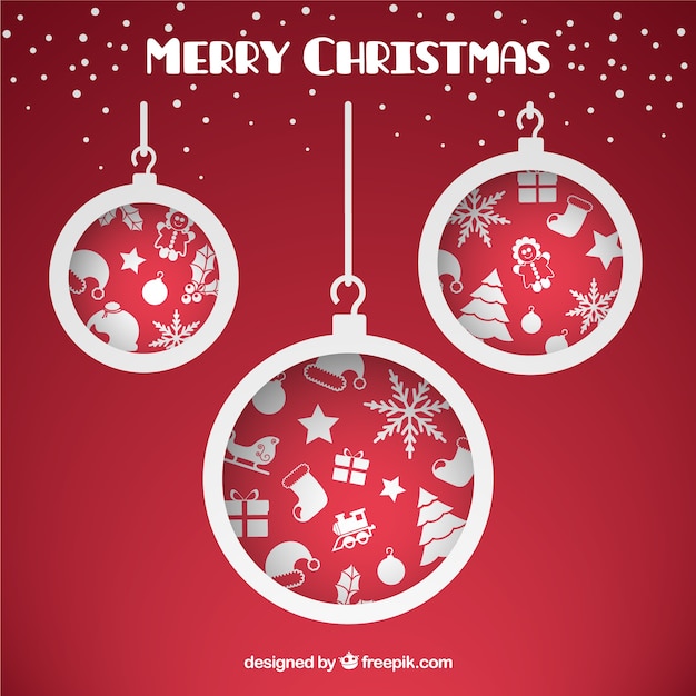 Free vector white christmas baubles background