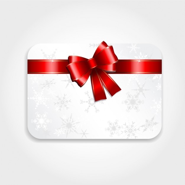 Free vector white christmas card with a red bow