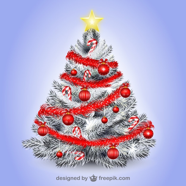 ホワイトクリスマスツリーのイラスト