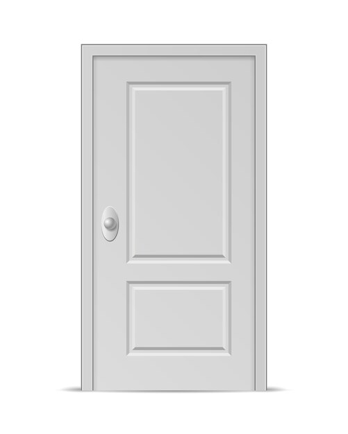 White closed door isolated