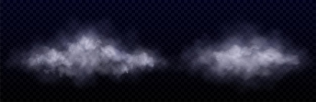 Free vector white clouds fog or smoke in air or sky