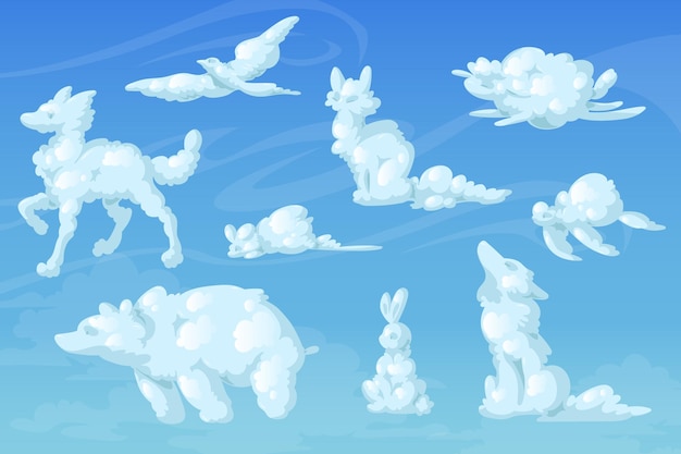 空の動物の形をした白い雲